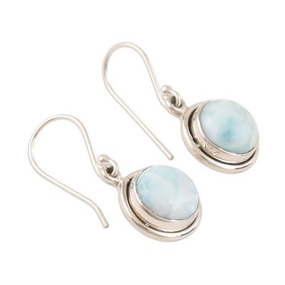 Alternate image for Larimar Cabochon and Sterling Silver Dangle Earrings Snow Moon