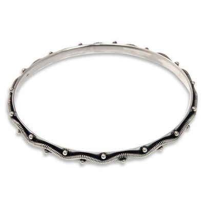 Alternate image for Sterling silver bangle bracelet Ocean Waves
