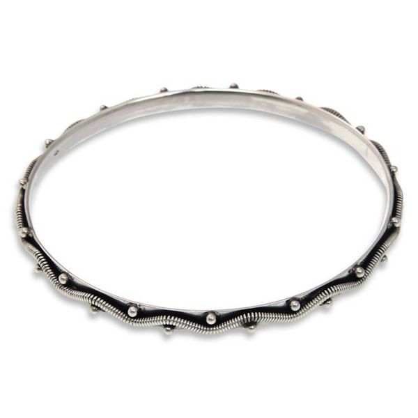 Alternate image for Sterling silver bangle bracelet Ocean Waves