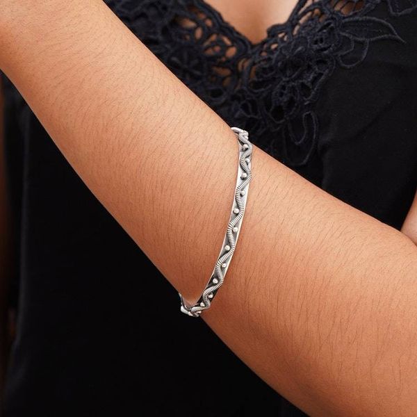 Alternate image for Sterling silver bangle bracelet Ocean Waves
