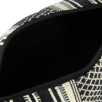 Alternate image for Artisan-Made Black and Ivory Cotton Cosmetic Case from India Adventures at Night