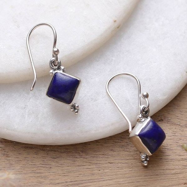 Alternate image for Polished Lapis Lazuli Cabochon Dangle Earrings Magical Jewels