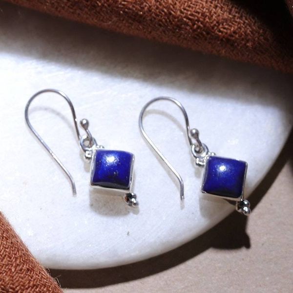 Alternate image for Polished Lapis Lazuli Cabochon Dangle Earrings Magical Jewels