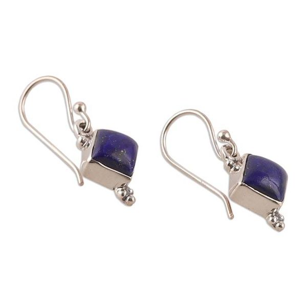 Alternate image for Polished Lapis Lazuli Cabochon Dangle Earrings Magical Jewels