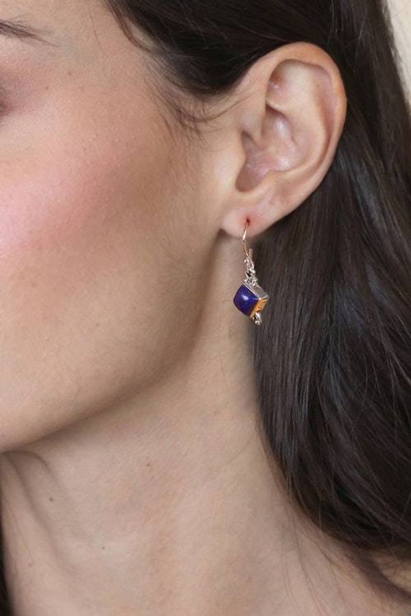 Alternate image for Polished Lapis Lazuli Cabochon Dangle Earrings Magical Jewels