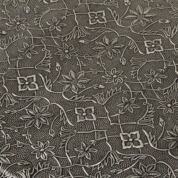 Alternate image for Floral Embossed Brass Wood Chowki Table Stool and Ottoman Palace in Paradise