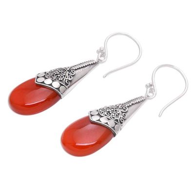Alternate image for Wine-Red Chalcedony and Sterling Silver Dangle Earrings Puncak Jaya in Red