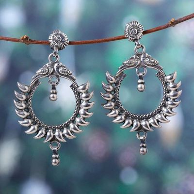 Primary image for Traditional Sterling Silver Dangle Earrings Crafted in India Gods Hoop