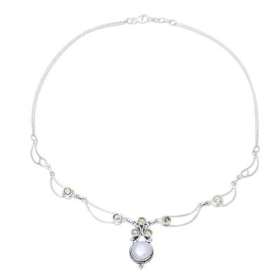 Alternate image for Cultured Pearl and Peridot Pendant Necklace from India Radiant Princess