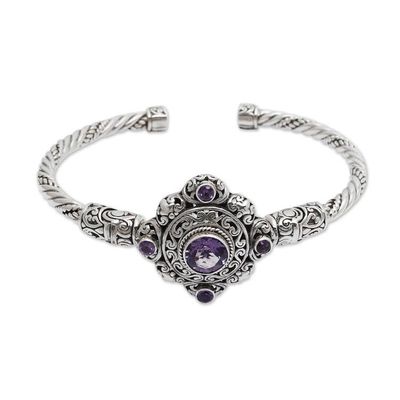Alternate image for Balinese Amethyst and Sterling Silver Cuff Bracelet Mahameru Purple