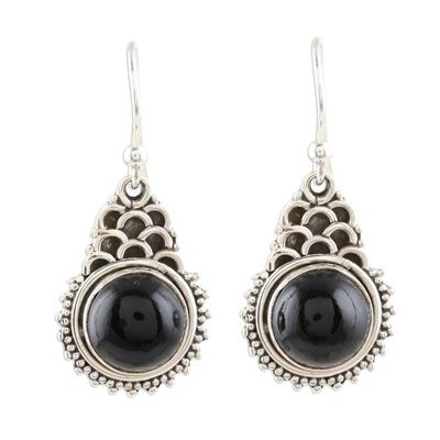 Alternate image for Black Onyx Earrings Set in Sterling Silver Scales of the Sea