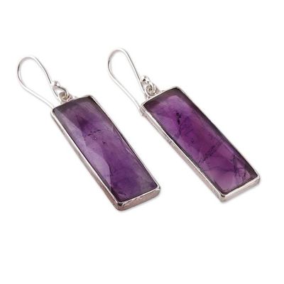 Alternate image for Faceted 28-Carat Checkerboard Cut Amethyst Dangle Earrings Idol of Wisdom