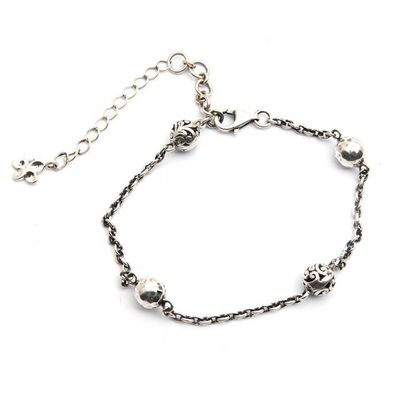Alternate image for Silver Station Bracelet with Hammered and Swirl Orb Motifs Hammered Swirling Garden