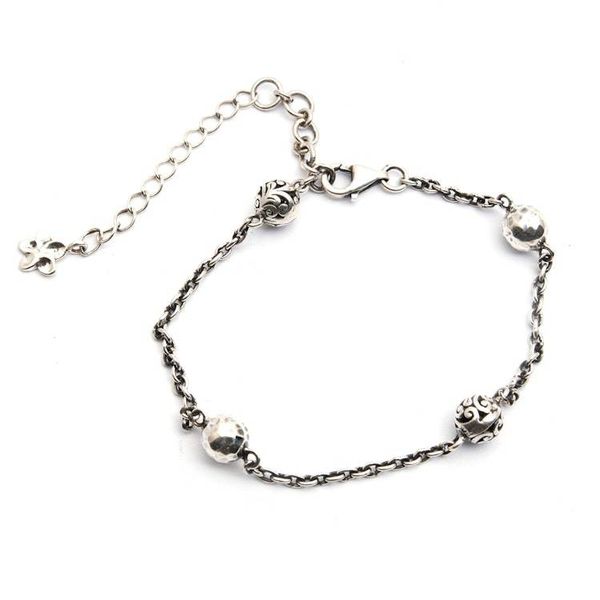 Alternate image for Silver Station Bracelet with Hammered and Swirl Orb Motifs Hammered Swirling Garden