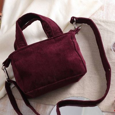 Alternate image for Burgundy Cotton Corduroy Sling Bag with Removable Strap Chic Oxblood