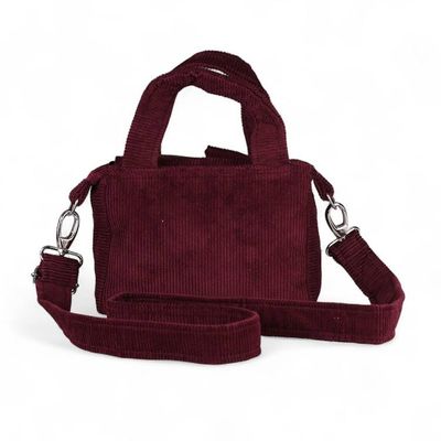 Alternate image for Burgundy Cotton Corduroy Sling Bag with Removable Strap Chic Oxblood