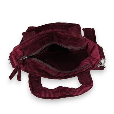 Alternate image for Burgundy Cotton Corduroy Sling Bag with Removable Strap Chic Oxblood