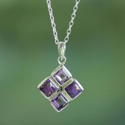 Main image for Handmade Amethyst and Composite Turquoise Necklace Quartered Harmony in Lilac