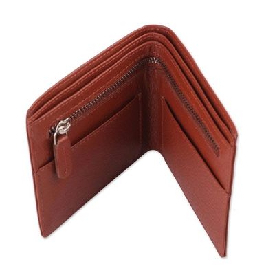 Alternate image for Mens Lined Leather Wallet in Russet Brown from India Russet Minimalist