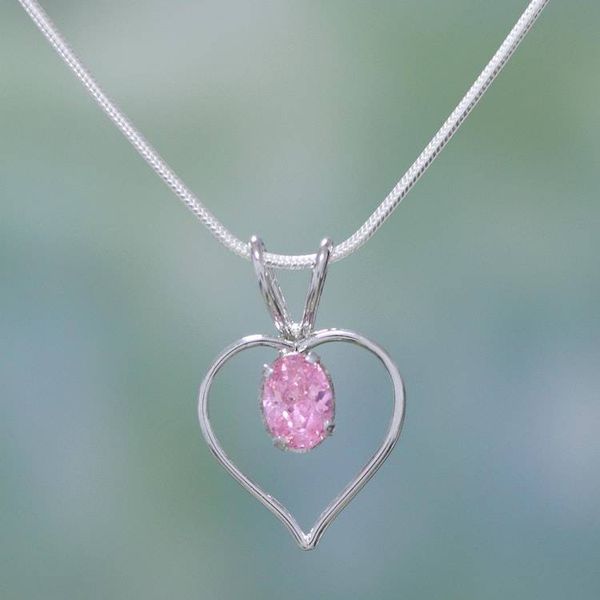 Alternate image for Heart Jewelry Sterling Silver and Pink Cubic Zirconia  Heart of Rose