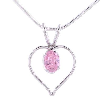 Alternate image for Heart Jewelry Sterling Silver and Pink Cubic Zirconia  Heart of Rose
