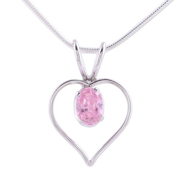 Alternate image for Heart Jewelry Sterling Silver and Pink Cubic Zirconia  Heart of Rose