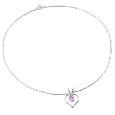 Alternate image for Heart Jewelry Sterling Silver and Pink Cubic Zirconia  Heart of Rose