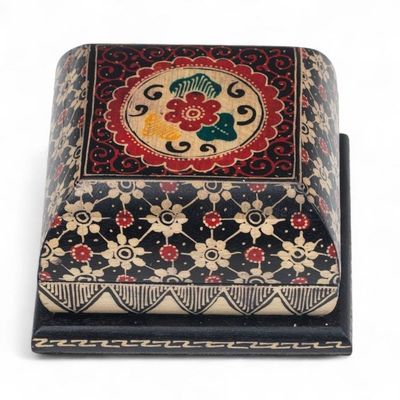 Alternate image for Floral-Themed Lined Batik Wood Jewelry Box Carved by Hand Floral Magnetism