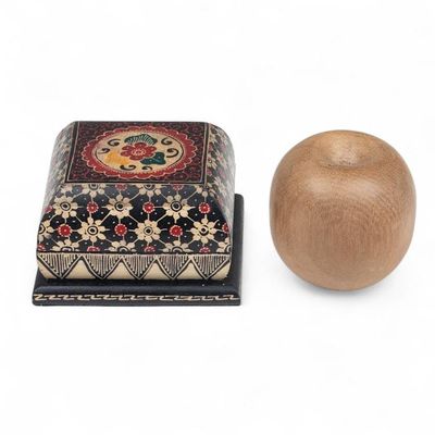 Alternate image for Floral-Themed Lined Batik Wood Jewelry Box Carved by Hand Floral Magnetism
