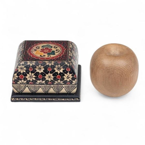Alternate image for Floral-Themed Lined Batik Wood Jewelry Box Carved by Hand Floral Magnetism