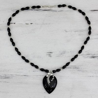 Alternate image for Fair Trade Sterling Silver and Onyx Necklace Midnight Blush