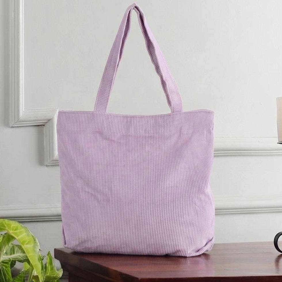 Versatile 100 Cotton Corduroy Tote Bag in Wisteria Purple 'Wisteria Sister'