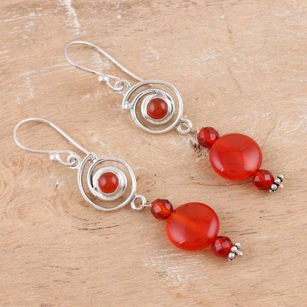 Alternate image for Carnelian and Sterling Silver Dangle Earrings Close Relatives
