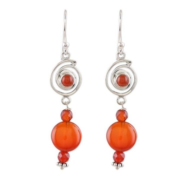 Alternate image for Carnelian and Sterling Silver Dangle Earrings Close Relatives