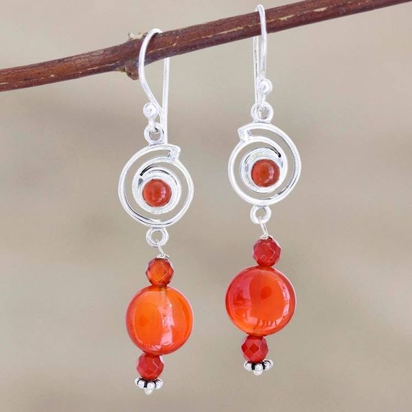 Alternate image for Carnelian and Sterling Silver Dangle Earrings Close Relatives