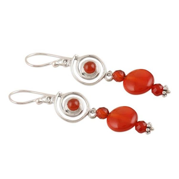 Alternate image for Carnelian and Sterling Silver Dangle Earrings Close Relatives