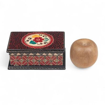 Alternate image for Floral-Themed Batik Wood Jewelry Box Lined in Velvet Summer Hibiscus