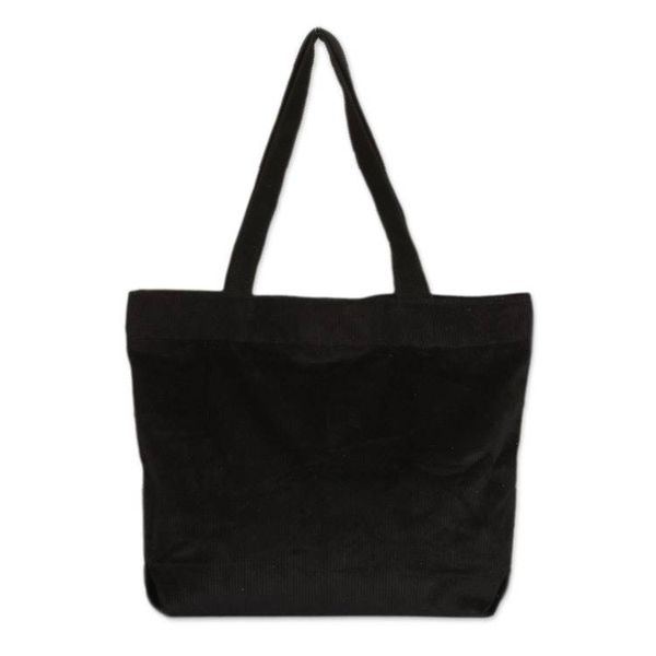 Alternate image for 100 Cotton Corduroy Zippered Tote Bag in Onyx Black Hues Onyx Sister