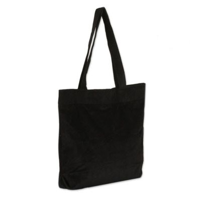 Alternate image for 100 Cotton Corduroy Zippered Tote Bag in Onyx Black Hues Onyx Sister