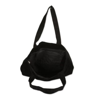 Alternate image for 100 Cotton Corduroy Zippered Tote Bag in Onyx Black Hues Onyx Sister