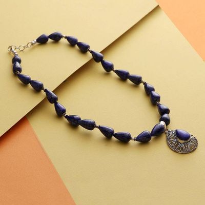 Alternate image for Lapis Lazuli and Sterling Silver Artisan Crafted Necklace Love Power