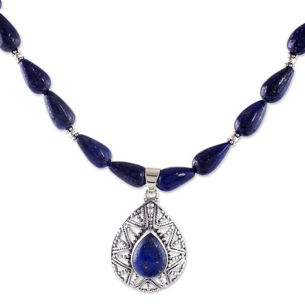 Alternate image for Lapis Lazuli and Sterling Silver Artisan Crafted Necklace Love Power