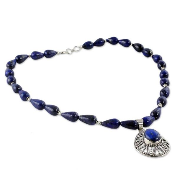 Alternate image for Lapis Lazuli and Sterling Silver Artisan Crafted Necklace Love Power