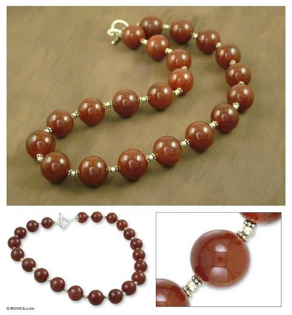 Alternate image for Carnelian strand necklace Cinnamon