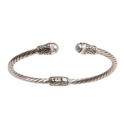Alternate image for Cultured Pearl and Sterling Silver Cuff Bracelet from Bali Spiral Temple