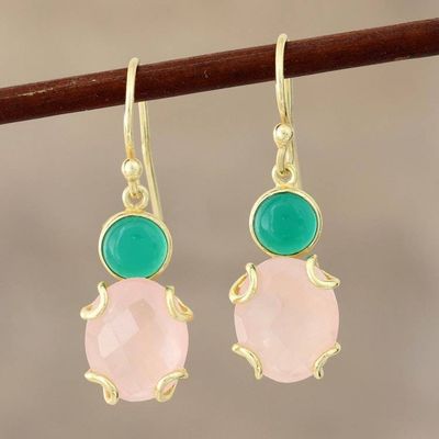 Alternate image for Pink and Green Gemstone Earrings in 18k Gold Plated Sterling Spring Palette