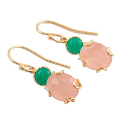 Alternate image for Pink and Green Gemstone Earrings in 18k Gold Plated Sterling Spring Palette