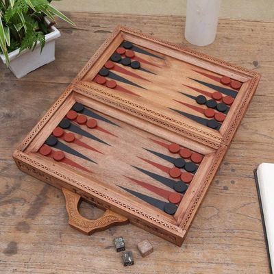 Alternate image for Handcrafted Cempaka Wood Backgammon Set from Bali Winding Games
