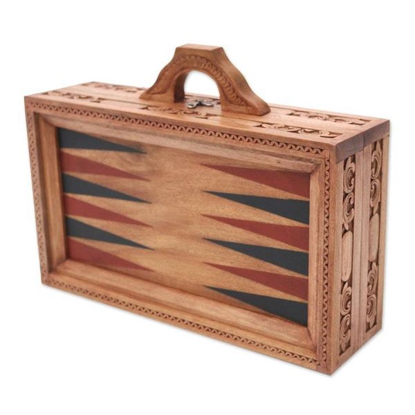 Alternate image for Handcrafted Cempaka Wood Backgammon Set from Bali Winding Games