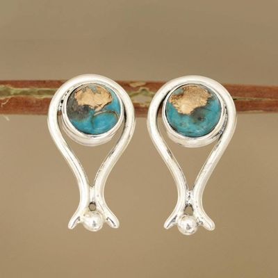 Alternate image for Composite Turquoise Drop Earrings from India Elegant Vibes